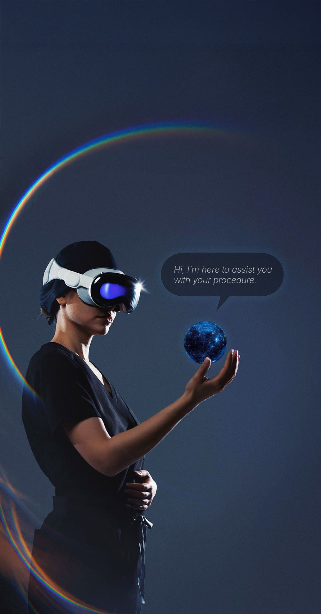 Nurse using Cosmos X app to assist with surgical procedures using AI and computer vision.